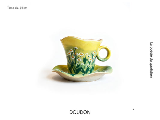 Handmade Ceramic Coffee Cup and Saucer Set