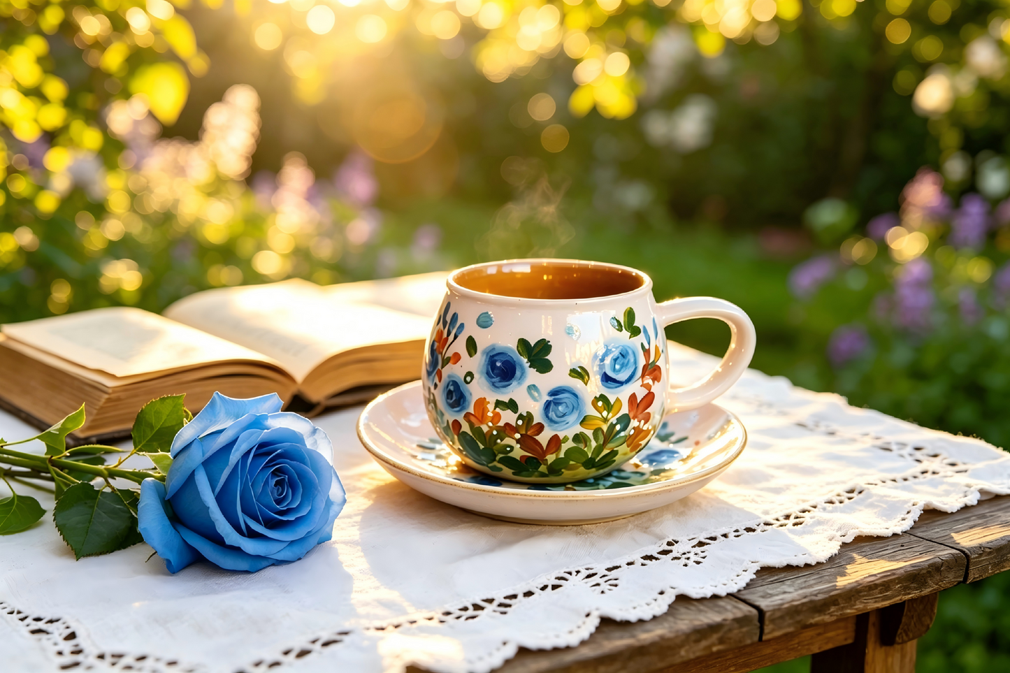 Handmade+Painted Tea/coffee Cup & Saucer