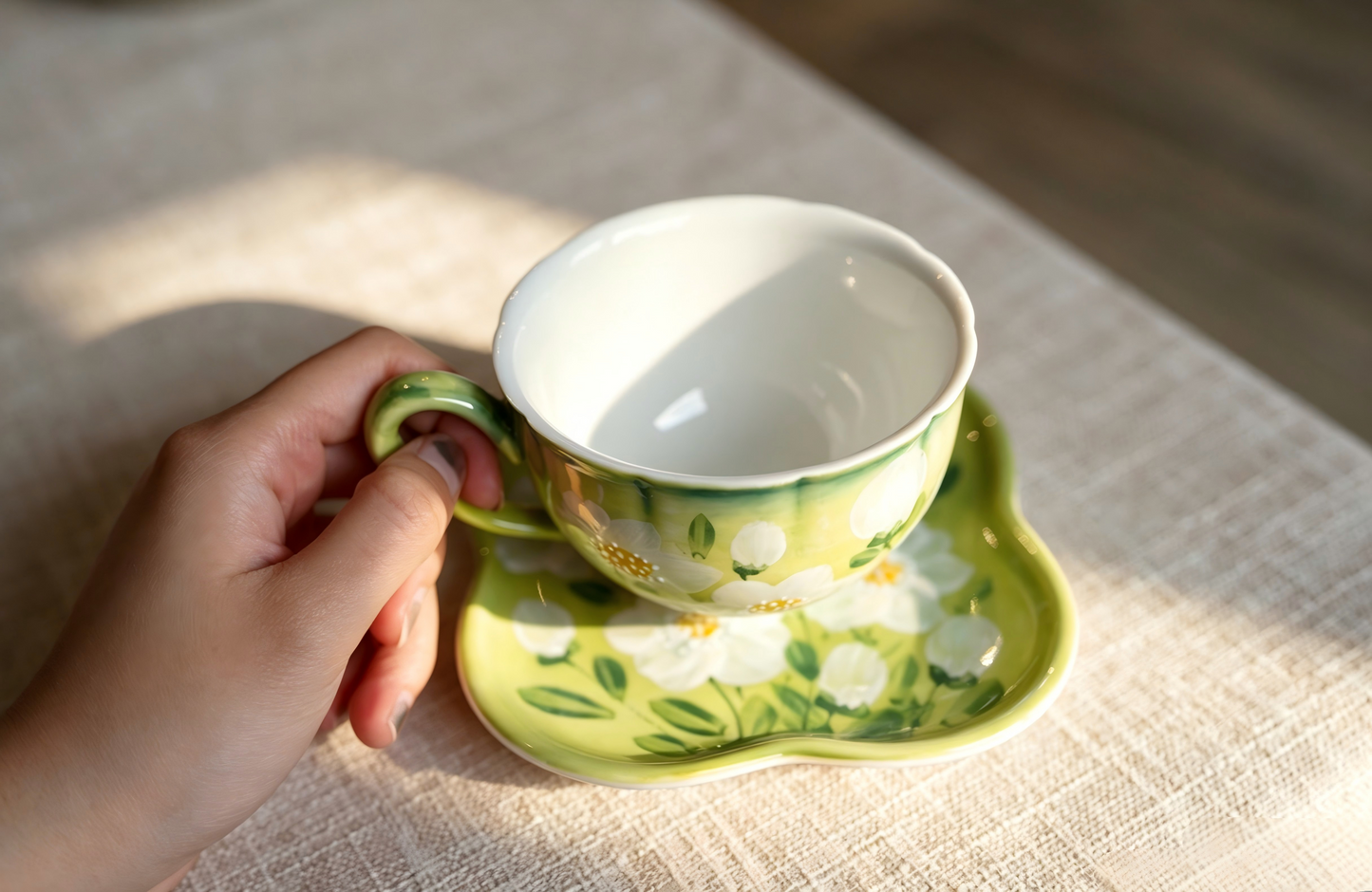 Handmade+Painted Tea/coffee Cup & Saucer