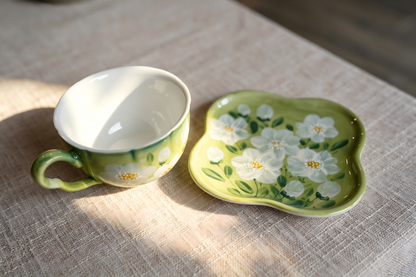 Handmade+Painted Tea/coffee Cup & Saucer