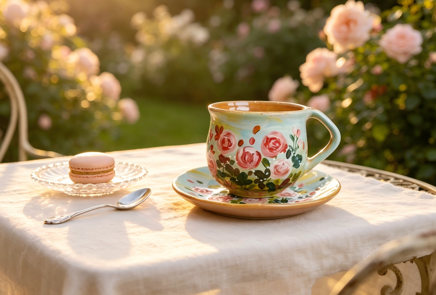 Handmade+Painted Tea/coffee Cup & Saucer