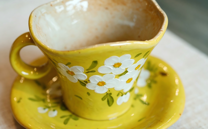 Handmade+Painted Tea/coffee Cup & Saucer