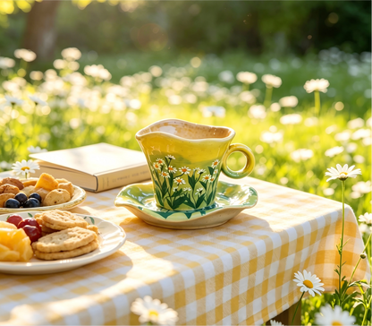 Handmade Ceramic Coffee Cup and Saucer Set