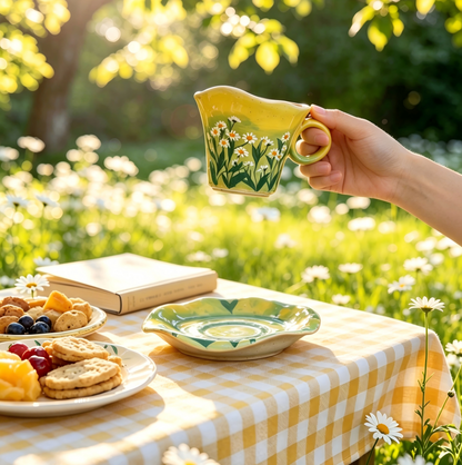 Handmade Ceramic Coffee Cup and Saucer Set