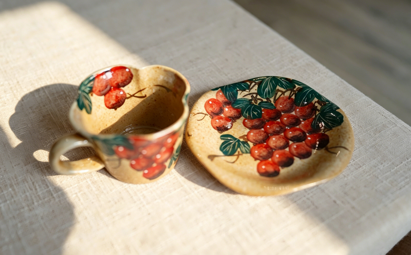 Handmade+Painted Tea/coffee Cup & Saucer