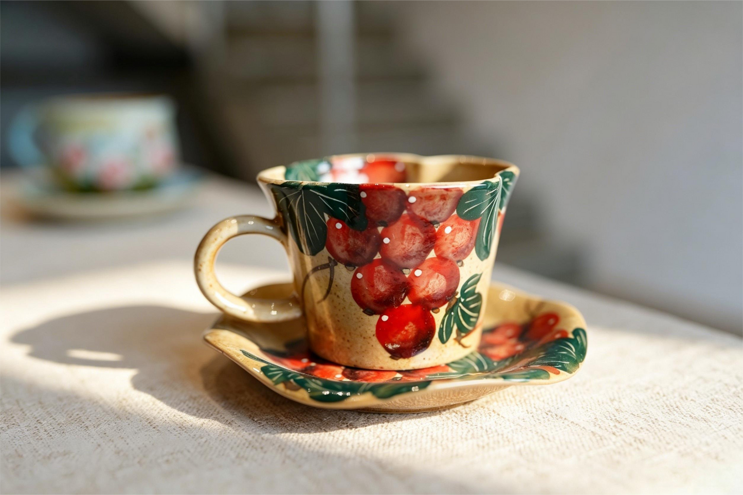 Handmade+Painted Tea/coffee Cup & Saucer