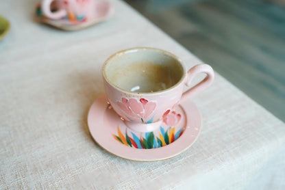 Handmade+Painted Tea/coffee Cup & Saucer