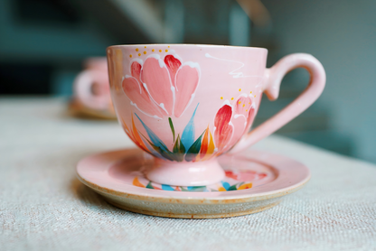 Handmade+Painted Tea/coffee Cup & Saucer