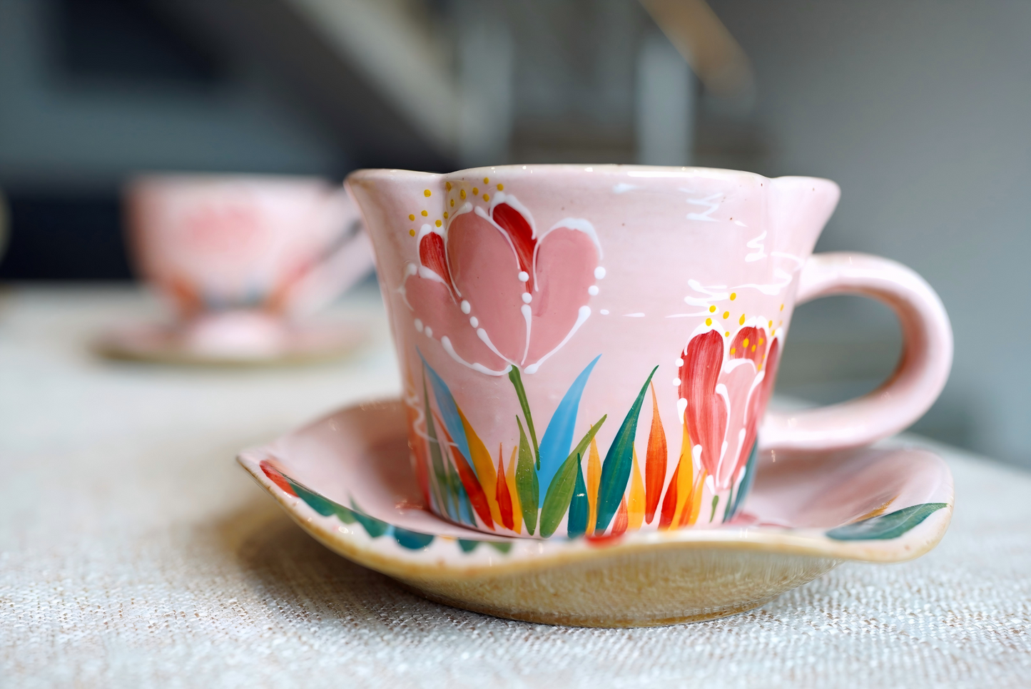 Handmade+Painted Tea/coffee Cup & Saucer