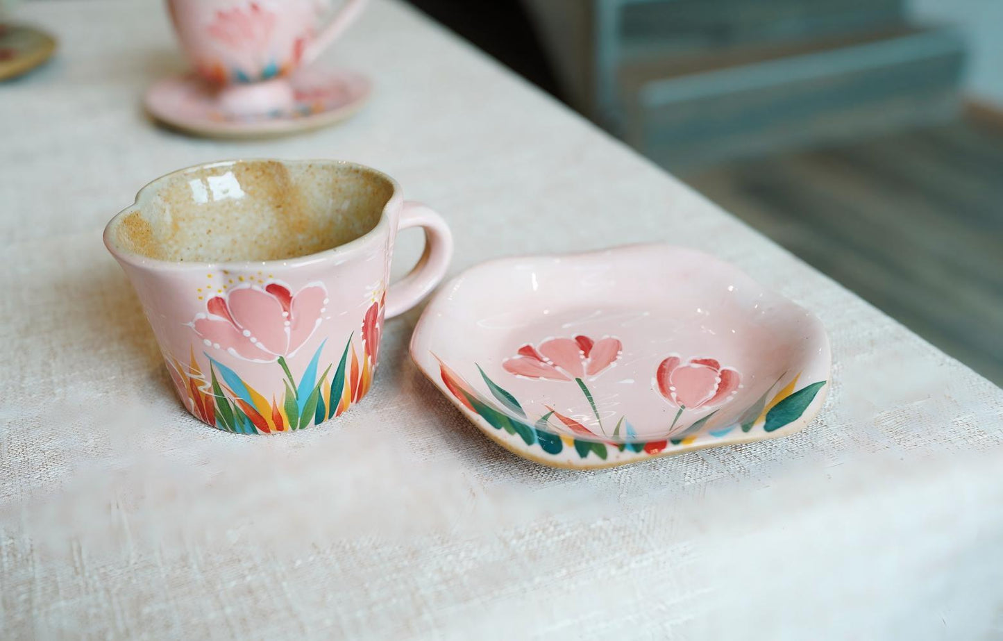 Handmade+Painted Tea/coffee Cup & Saucer