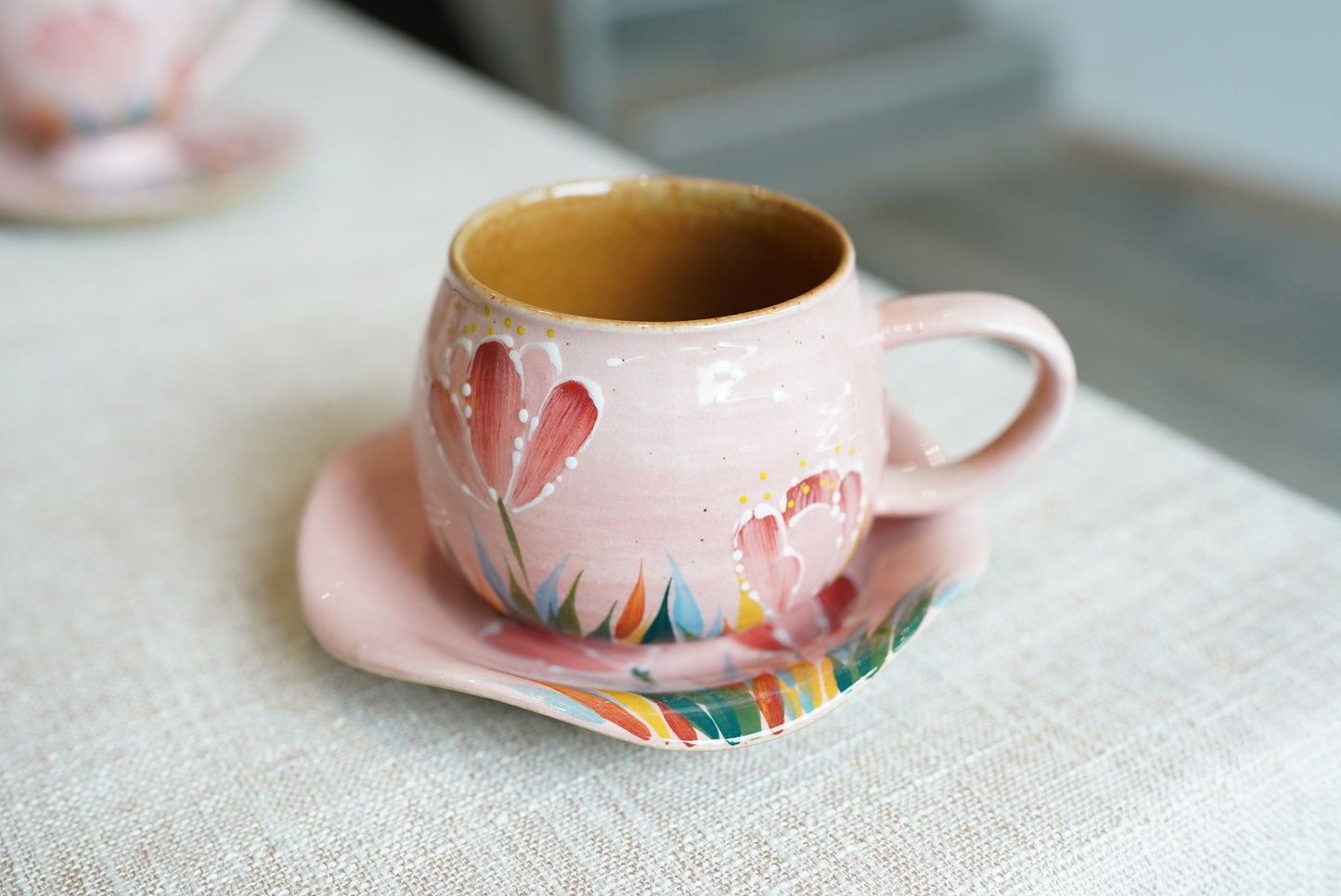 Handmade+Painted Tea/coffee Cup & Saucer
