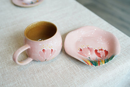 Handmade+Painted Tea/coffee Cup & Saucer