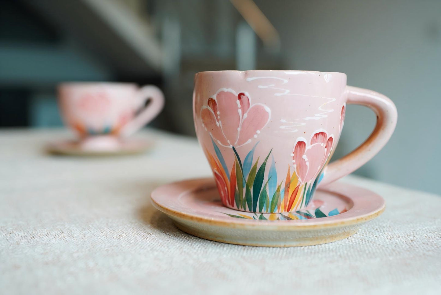 Handmade+Painted Tea/coffee Cup & Saucer