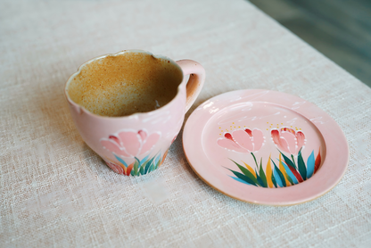 Handmade+Painted Tea/coffee Cup & Saucer