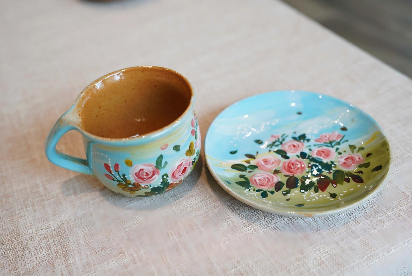 Handmade+Painted Tea/coffee Cup & Saucer