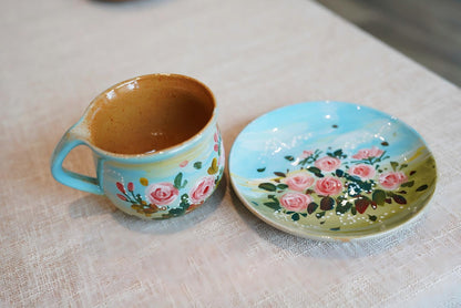 Handmade+Painted Tea/coffee Cup & Saucer