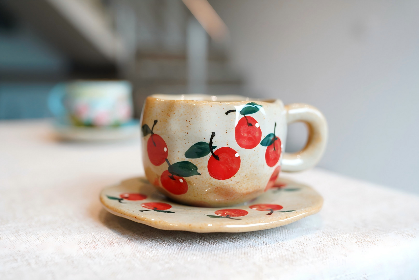 Handmade+Painted Tea/coffee Cup & Saucer