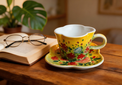 Handmade+Painted Tea/coffee Cup & Saucer